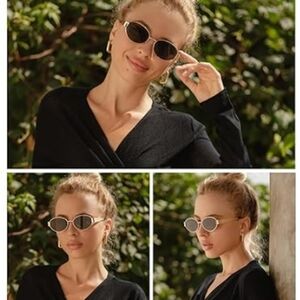 Retro Oval Sunglasses Classic UV400 Protection Brown